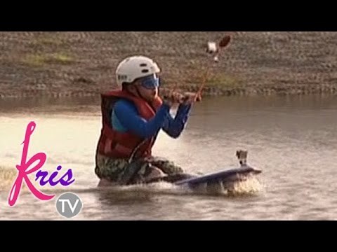 Bimby gets the feel of kneeboarding