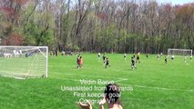 9 year old Goalkeeper scores goal off a strong punt (U9 Travel Soccer)