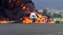 Plane left burning on runway after Saudi-led airstrikes