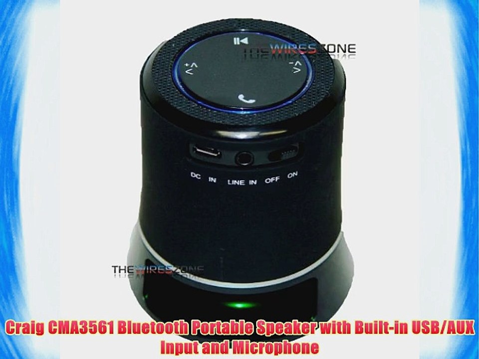 Craig CMA3561 Bluetooth Portable Speaker with Built-in USB/AUX Input and Microphone
