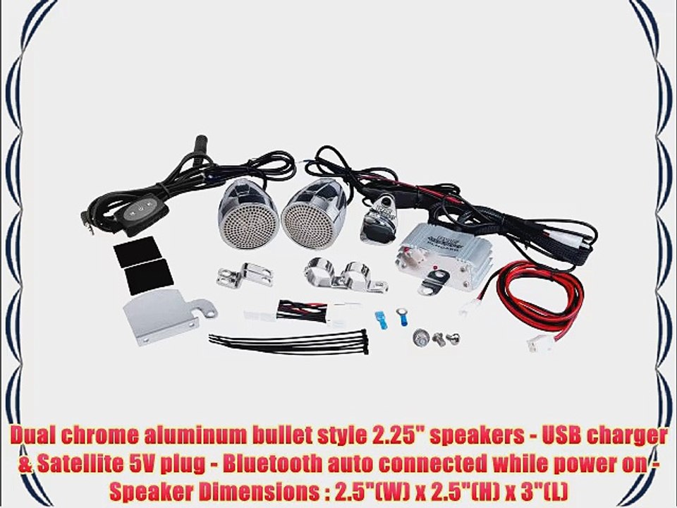 Pyle PLMCA62BT 600 Watt Motorcycle Bluetooth Weatherproof Sound System with Speakers Amplifier