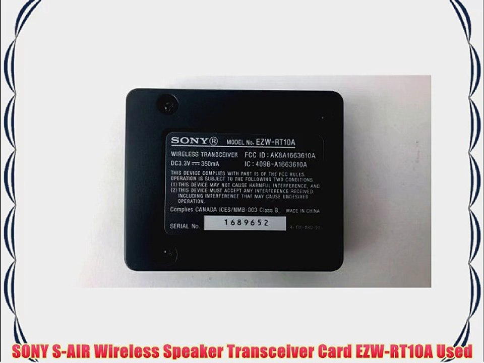 SONY S-AIR Wireless Speaker Transceiver Card EZW-RT10A Used