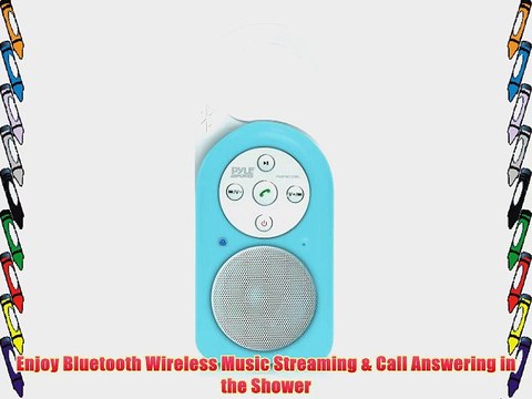 Pyle PWPBT10BL Bluetooth Wireless Waterproof Shower Speaker with Built-In Mic for Call Answering