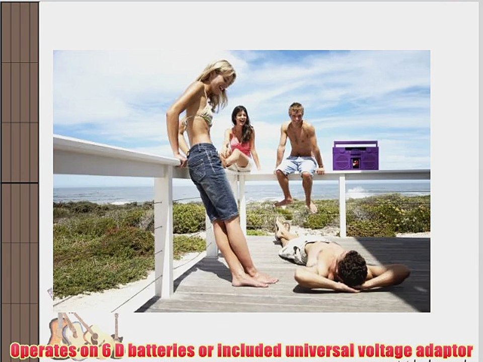 iHome Bluetooth Portable FM Stereo Boombox with USB Charging in Rubberized Finish - Purple