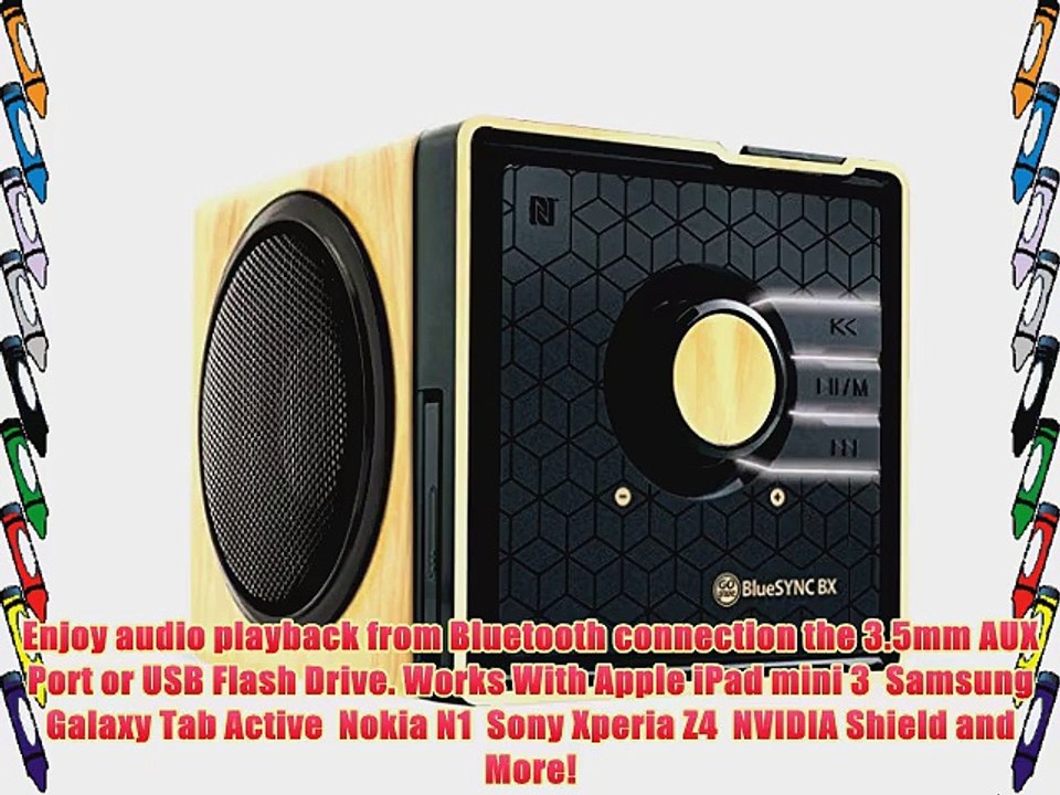 GOgroove BlueSYNC BX Rechargeable Bluetooth Wood Style Speaker with NFC Technology and Removable