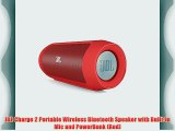 JBL Charge 2 Portable Wireless Bluetooth Speaker with Built-In Mic and PowerBank (Red)