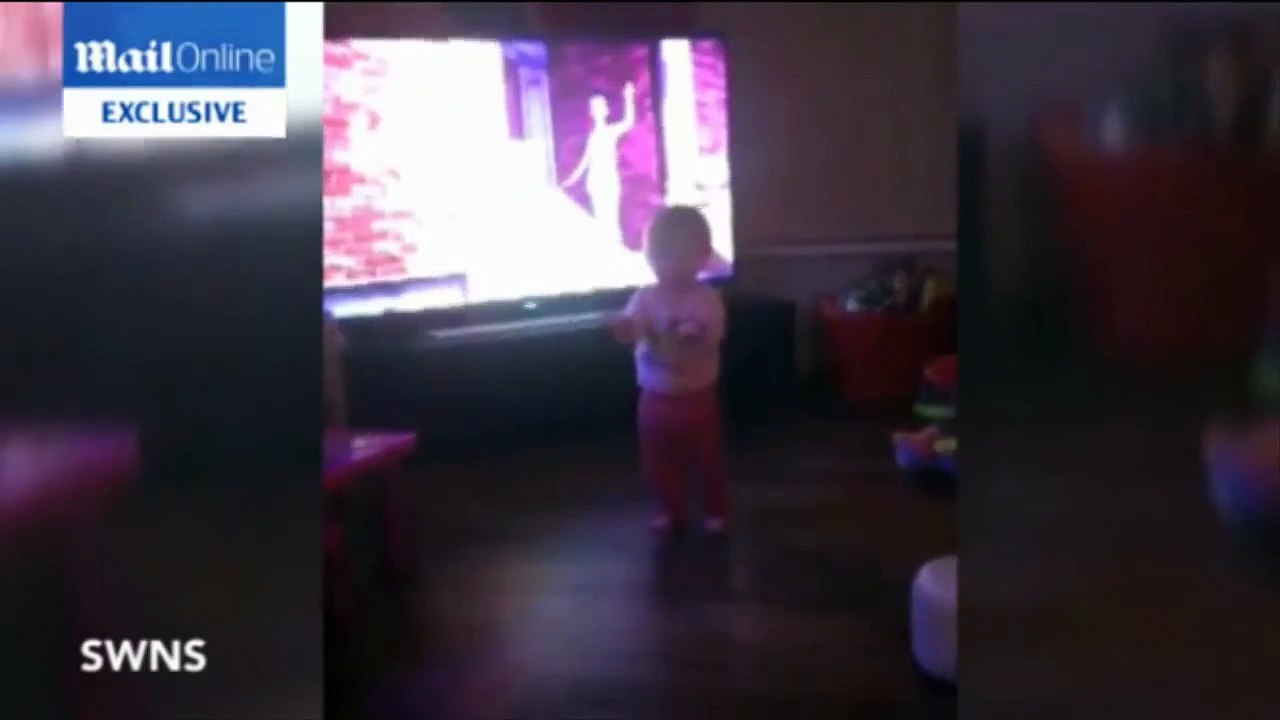 Little girl "Pushed over by a ghost" Ghost pushes a child over during a game of peekaboo