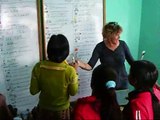 Deaf students and child trafficking survivors learn English in an integrated lesson