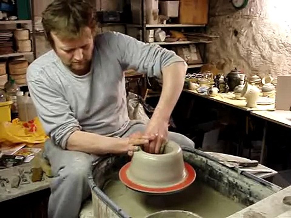 Ingleton Pottery Making a tall clay pottery flared trumpet vase on the potters wheel demo how to