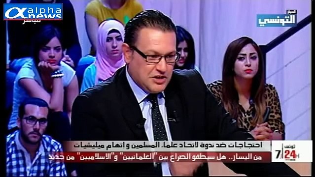 الياس الغربى يطرد احد المدافعين عن القرضاوى