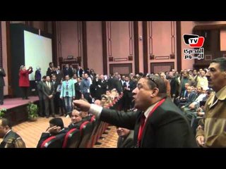 لحظة إعلان فوز أحمد شفيق برئاسة حزب الحركة الوطنية