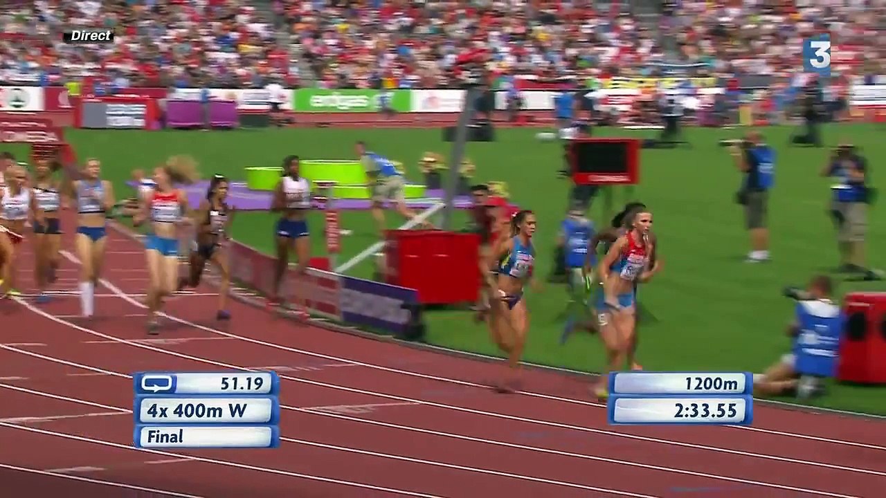 Finish INCROYABLE - France 4x400m Femme Championnat d'Europe 2014 (Women Relais) - Incredible finish