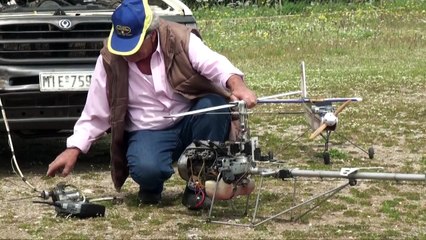 Handmade rc helicopter 2Χ50cc CHAINSAW engines