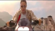 angelina jolie riding bike on china great wall a short clip from the hollywood movie lara croft tomb raider,infoprovider
