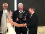 Bride really can't stop laughing during vows