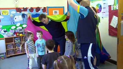 Nick Clegg plays in Scottish nursery school