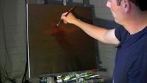 Sunset Stormy Stream time lapse acrylic landscape painting by Tim Gagnon