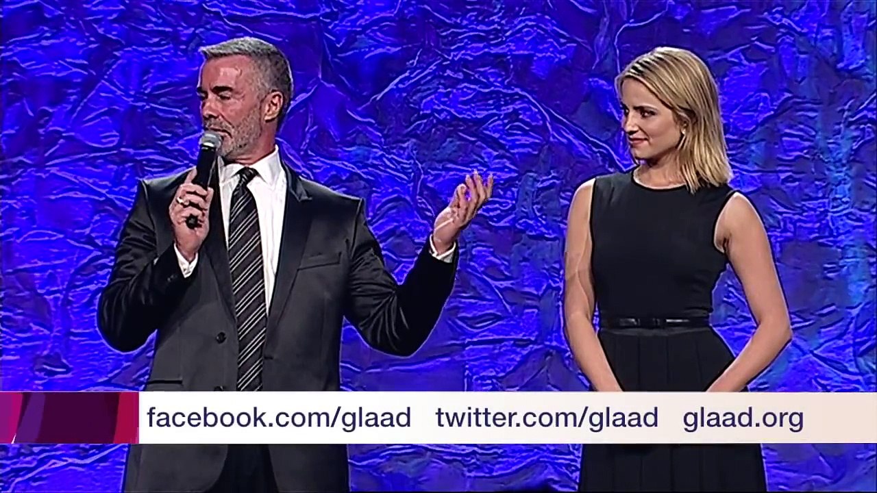 Dianna Agron auctions off a kiss at the #glaadawards