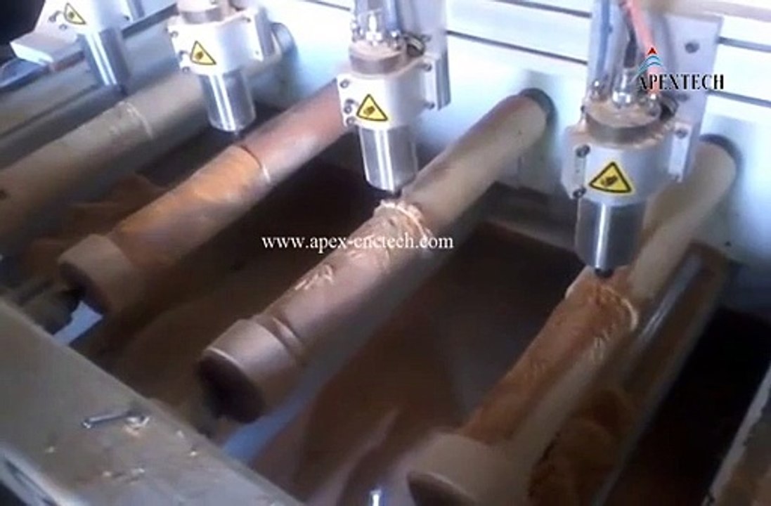 apextech cnc router with rotary device for engraving 4 pieces wood