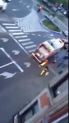 No respect for garbage collectors : dumb girls throw trash bag by window
