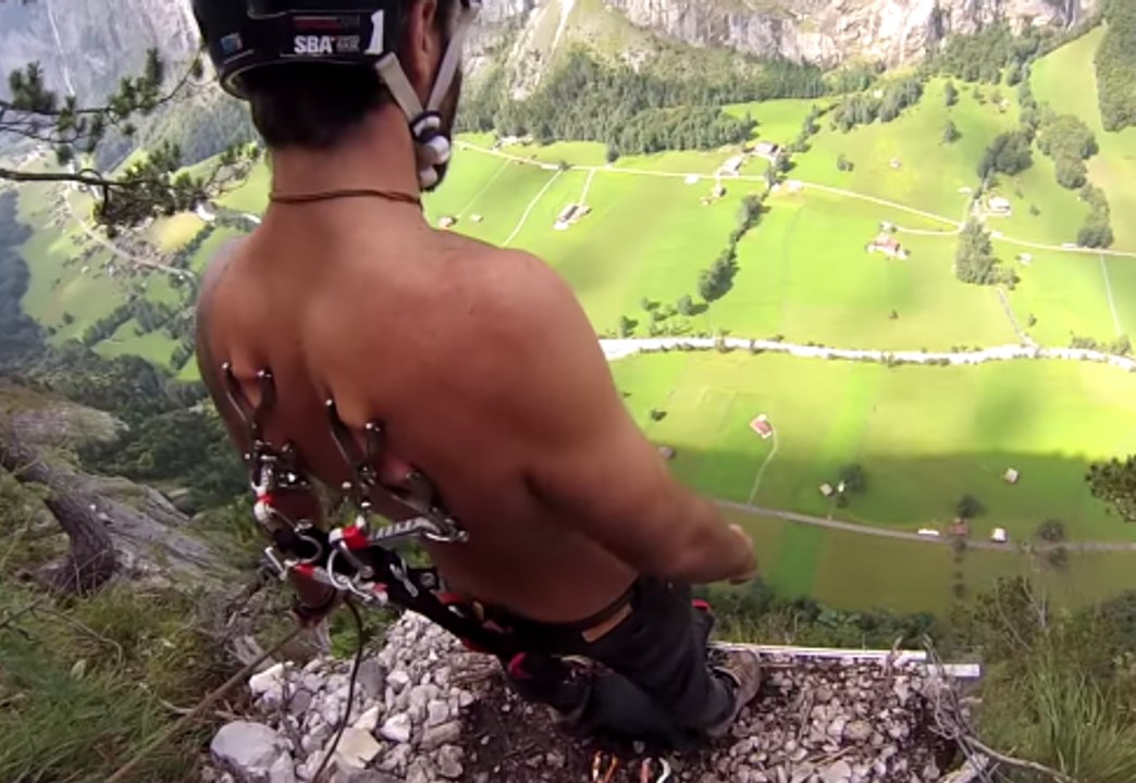 "Off The Hook" Worlds Highest Suspension Base Jump ! Raw Footage