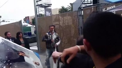 Adam Levine Gets Powder Bombed Outside Jimmy Kimmel
