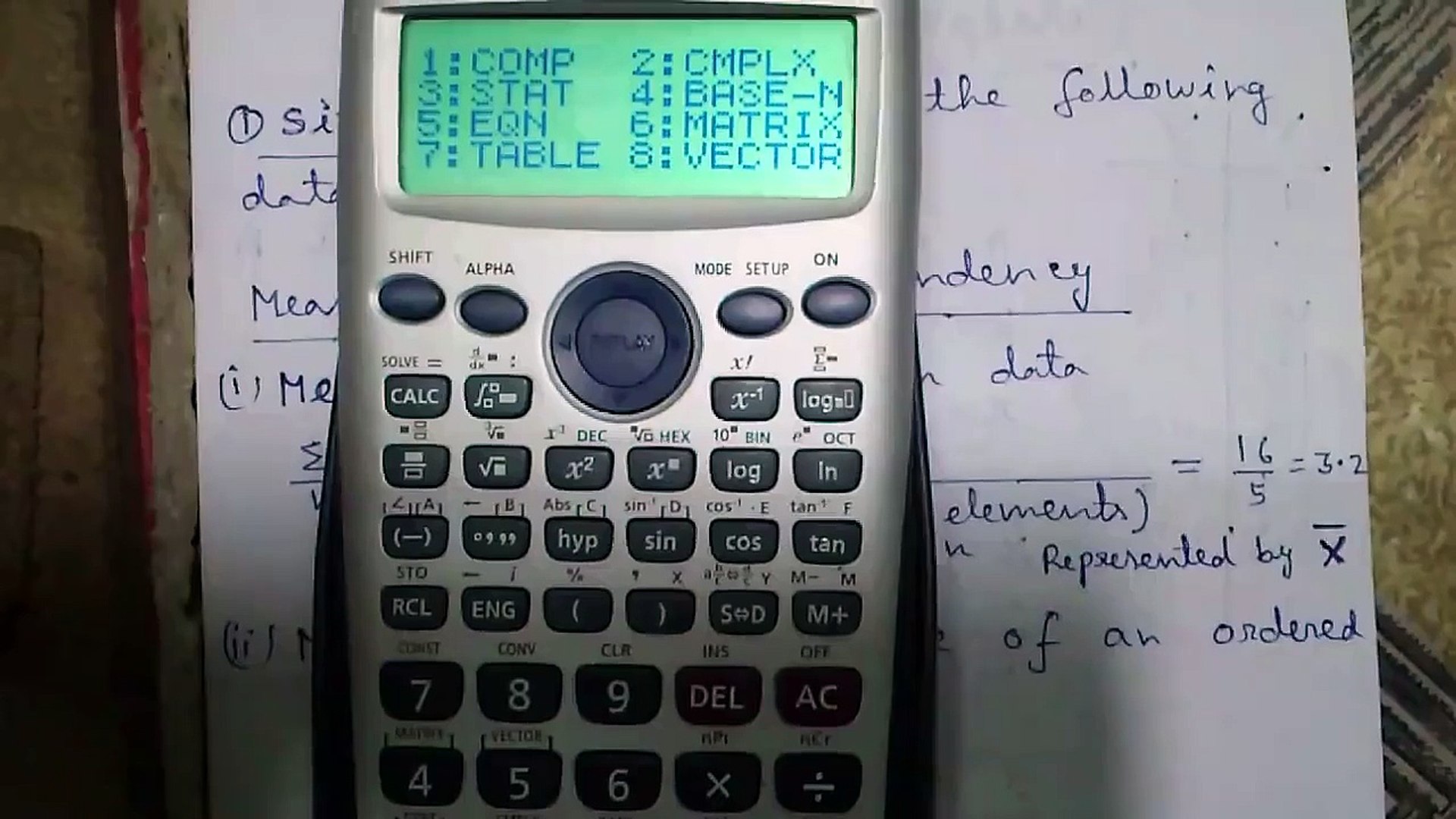 Casio fx 991ES Calculator Tutorial 3 Statistics Part 1 Basics