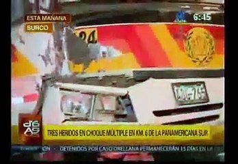 Panamericana Sur: una mujer embarazada herida en triple choque