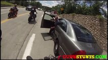 EPIC motorcycle wheelie FAIL! Crash into police car ! 2014