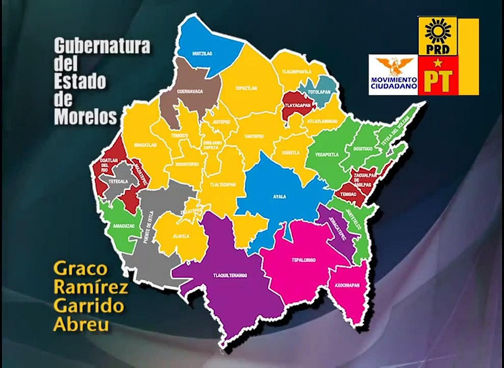 MAPA DE MORELOS CON LOS RESULTADOS ELECTORALES 2012