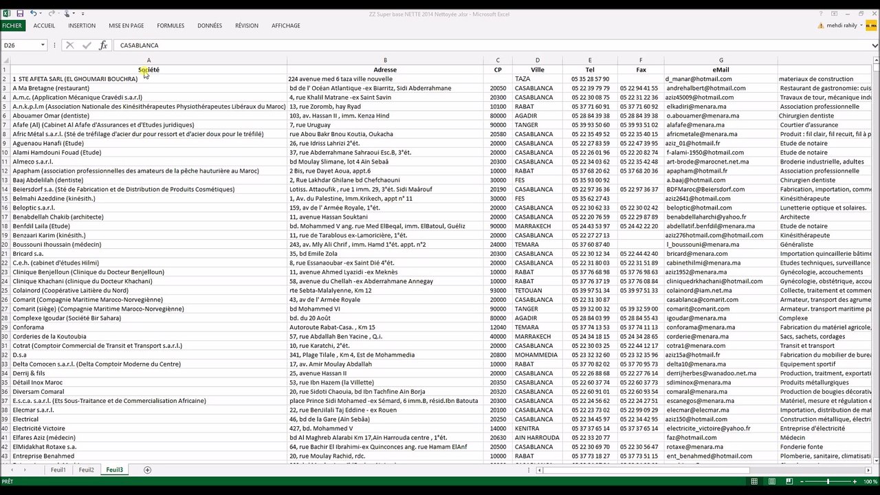 Base de Données Emailing Entreprises et Professionnels Maroc Vidéo