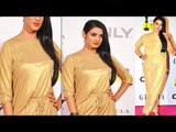 Sexy Gal Soanl Chauhan In Golden Dress Flashing Hot Assets