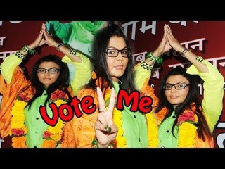 Rakhi Sawant With Green Symbol In Loksabha Election