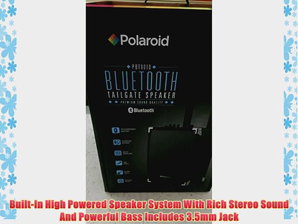 Polaroid Pbt9010 Bluetooth Tailgate Speaker Rechargeable battereis Wheels included