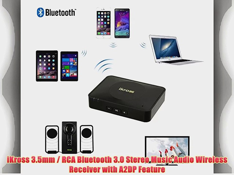 iKross Bluetooth 3.0 Wireless Audio Stereo Music Streaming Receiver with 3.5mm AUX / RCA Input
