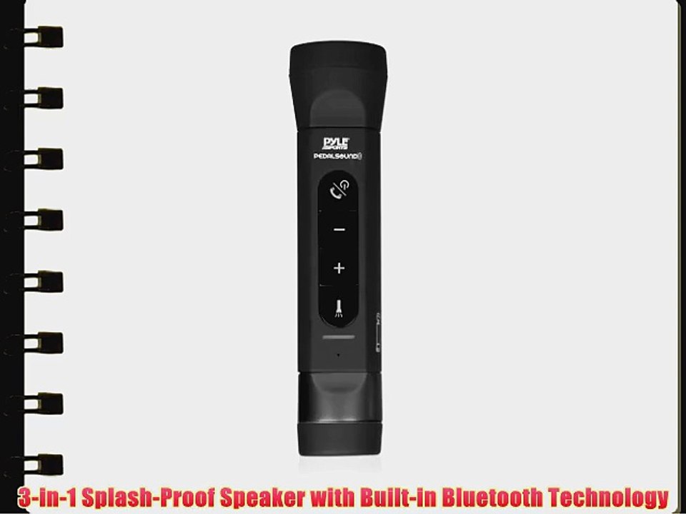 Pyle PLBSKBT55BK Pedal Sound 3-in-1 Waterproof Bluetooth Bicycle Speaker with Built-in Mic