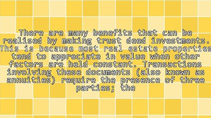 The Benefits Of Trust Deed Investments