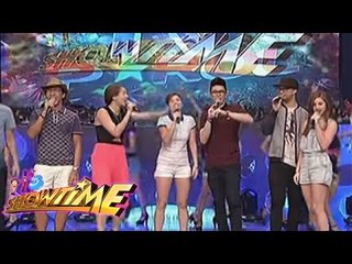 It's Showtime roam around the stage as they say "TeeVeeee Parol"