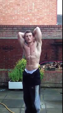 Tutorial Muscle Building Teen Fitness Model Flexing Pecs, 6 pack Abs & Biceps