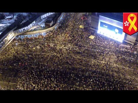 Hong Kong pro-democracy demonstrations as seen from aerial drone cameras