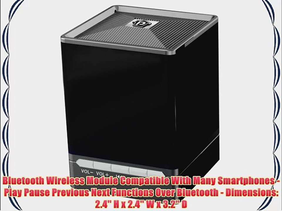 Pyle PBS9BK Bluetooth Mini Cube Speaker with Hands-Free Phone Function Aux-In 8 Hours of Playback