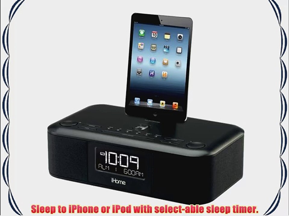 iHome iDL95 Lightning Dock Clock Radio and USB Charge/Play for iPad/iPod iPhone 5/5S 6/6Plus