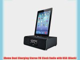 iHome Dual Charging Stereo FM Clock Radio with USB (Black)