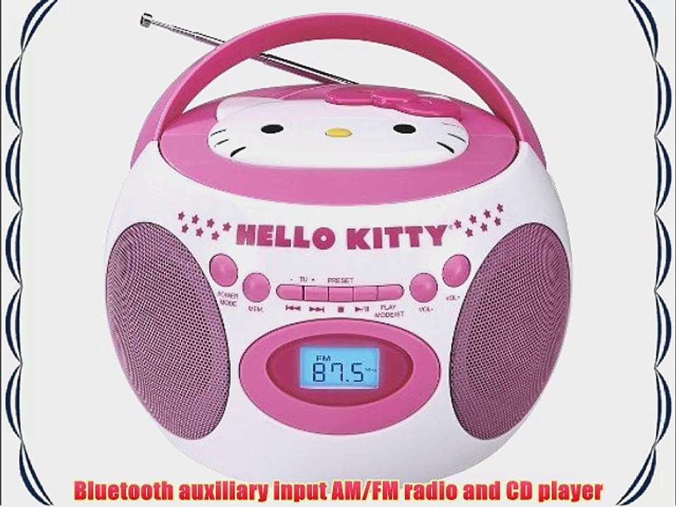 Hello Kitty Bluetooth Cd Boombox with AM/FM Stereo Radio and Digital Tuning