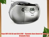 Philips AZ-1047 Boombox Sound Machine MP3 CD Player Plays CD-R/RW with AM/FM Stereo Radio Cassette