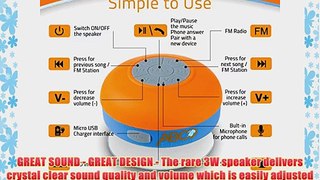 Bluetooth Shower Speaker - FM RADIO - Water Resistant - Wireless and Hands-Free speaker phone