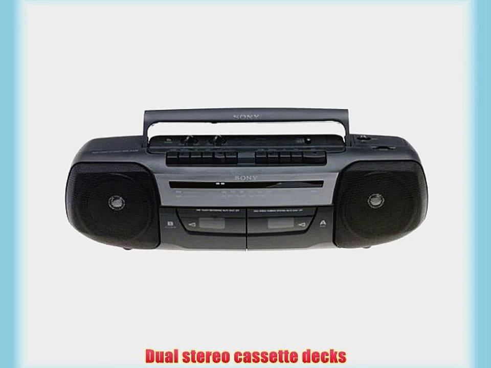 Sony CFS-W338 Stereo Boombox with Dual Cassette Decks and 2-Speed Tape Dubbing