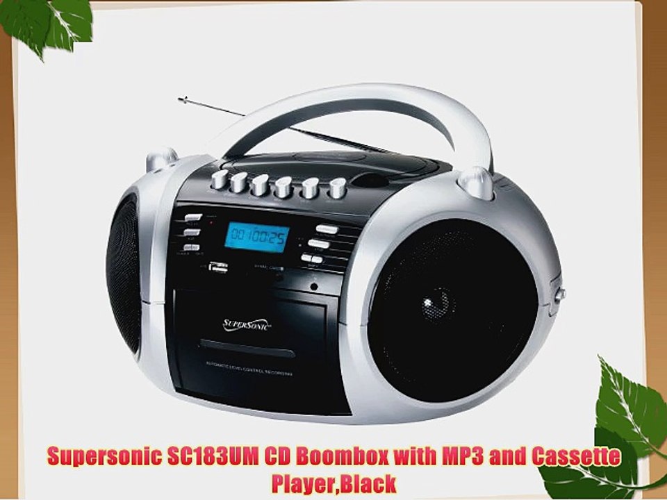 Supersonic SC183UM CD Boombox with MP3 and Cassette PlayerBlack