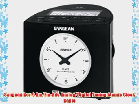 Sangean Rcr-9 Am/Fm-Rds Analog/Digital Tuning Atomic Clock Radio