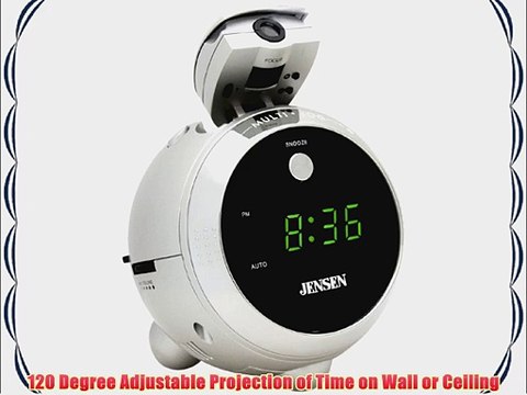 Jensen JCR222 AM/FM Projection Clock Radio (Silver)